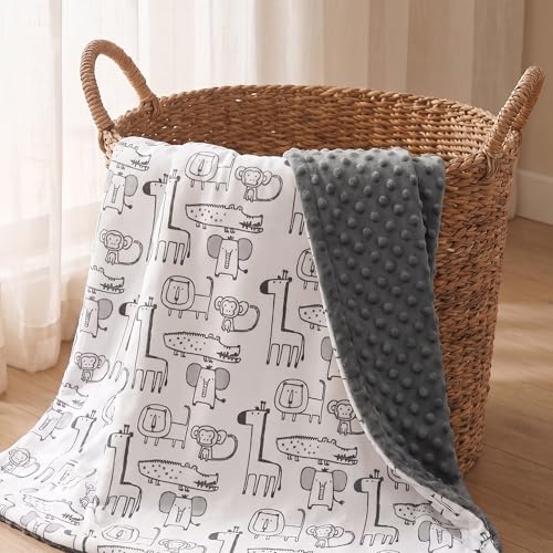 Fleece Baby Blankets for Girls & Boys, Infant Toddler Blanket - color: Gray Animals
