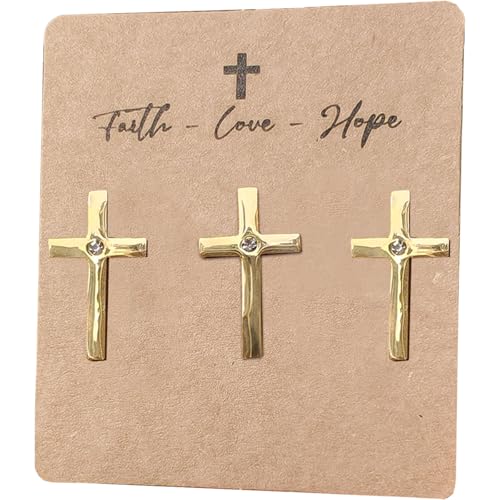 3PCS Bling Metal Cross Stickers for Cell Phone Cases , Gold Stainless Steel Women Decor Charms Accessories with Rhinestone, Pocket inspirational gifts Self Love Photo Frame Laptop Ornament (gold) - color: gold