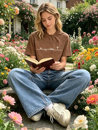 Christian Graphic T Shirt for Women Bible Verse Saying Faith Shirts Jesus Religious Tshirts Inspirational Tees Tops - color: Coffee, size: Small