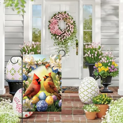 Easter He is Risen Garden Flags for Outside 12x18 Double Sided - color: Cardinal-Easter, size: 12x18 Inches