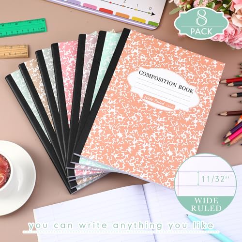 Colarr 8 Pack Composition Notebook Wide Ruled Marble, Boho Color - color: Boho Color