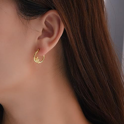 Angel Devil Mismatched Earrings for Women 14K Gold Plated Copper Angel Devil Hoop Earrings - color: 3
