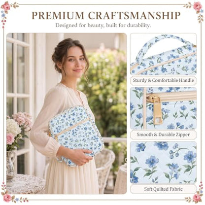 Britimes Bible Cover Case for Women, Blue Bible Cover with Accessories - color: Blue Floral