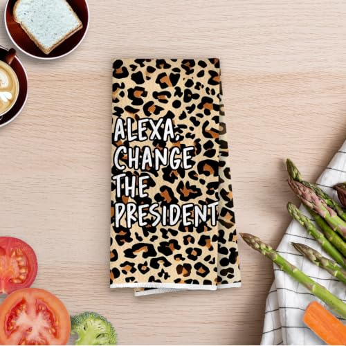 Funny Political Kitchen Towels - Change the President Waffle Weave Dish Towels, Funny Kitchen Bathroom Decor, House Warming Gifts, Changing Towel, 16×24 Inches- Leopard - color: Leopard
