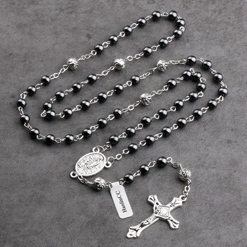 HanlinCC Catholic Rosary Lourdes Virgin Mary Necklace with Gift Box