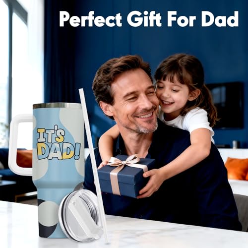 34HD Dad Daddy Cartoon It's 40 oz Tumbler with Handle, Gift for Papa - color: It's Dad
