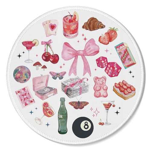 Coquette Pink Mouse Pad, Y2K Aesthetic Preppy Cute Girly Collage Mousepad for Desk Laptop Computer, Trendy Office Supplies Pink Desk Accessories,7.9x7.9,C070 - color: 15 Color