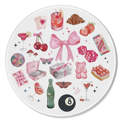 Coquette Pink Mouse Pad, Y2K Aesthetic Preppy Cute Girly Collage Mousepad for Desk Laptop Computer, Trendy Office Supplies Pink Desk Accessories,7.9x7.9,C070 - color: 15 Color