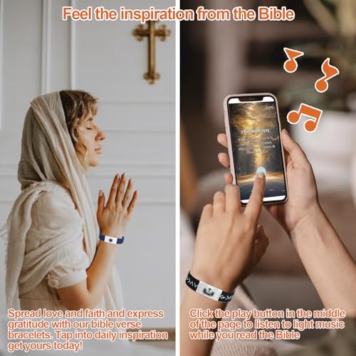 8PCS Daily Bible Verse Bracelets, Bible Verse Cross Bracelet with NFC, Inspirational Religious Christian Bracelet Gifts, Elastic String Faith Friendship Jewelry for Teens Men Women - color: 8PCS-Colorful-1