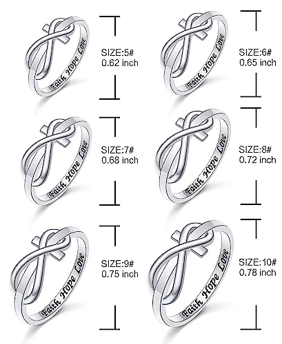 DAOCHONG 925 Sterling Silver CZ Infinity Cross Ring Inspirational Jewelry - color: silver infinity cross