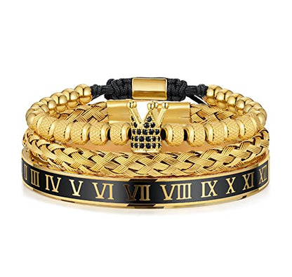 WFYOU Stainless Steel Bracelets for Men Gold Cuff Bracelet Birthday Gifts - color: Gold 10