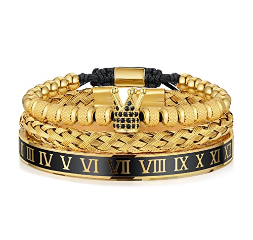 WFYOU Stainless Steel Bracelets for Men Gold Cuff Bracelet Birthday Gifts - color: Gold 10