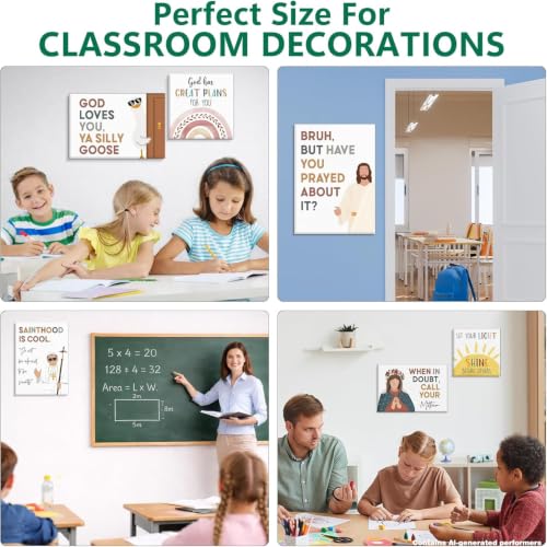 Framed Inspirational Christian Kids Wall Art for Classroom - color: Nursery