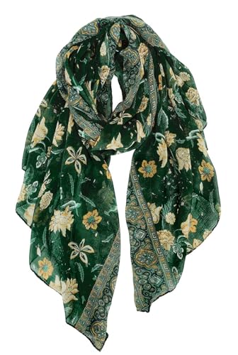 GERINLY Lightweight Scarves Fashion Print Cotton Feel Scarf for Women Shawl - color: Darkgreen