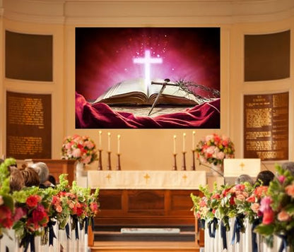 Fabric 20x10ft Jesus Crown of Thorns Backdrop Christian Cross Easter Resurrection Background for Religious Event Theme Party Decorations Lent Church Banners Crucifixion of Jesus Photo Props - size: 20x10ft
