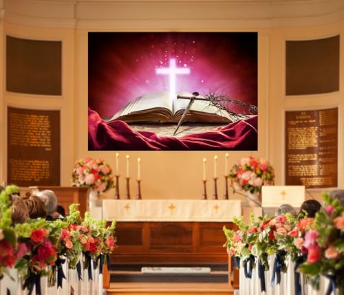 Fabric 12x10ft Jesus Crown of Thorns Backdrop Christian Cross Easter Resurrection Background for Religious Event Theme Party Decorations Lent Church Banners Crucifixion of Jesus Photo Props - size: 12x10ft