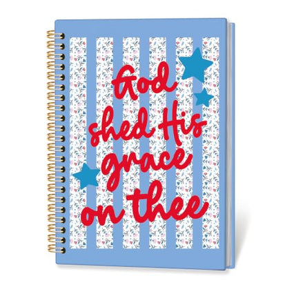 Inspirational Christian Floral Spiral Notebook Journal for Woman,A5 - color: God Shed His Grace on Thee