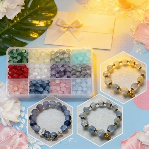 300Pcs 8mm Frosted Glass Beads for Bracelet Making Kit - color: Frosted