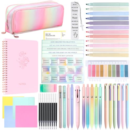52Pcs All-in-one Bible Study Journaling Supplies, Bible note Taking Set - color: Multicolor