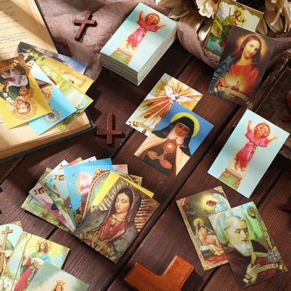 Motiskyy 120 Pcs Spanish Catholic Holy Cards Bulk Gifts - style: Spanish Classic Style