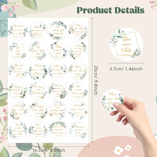 600 Pcs Bible Verse Stickers 24 Styles Eucalyptus Scripture Stickers - style: Eucalyptus