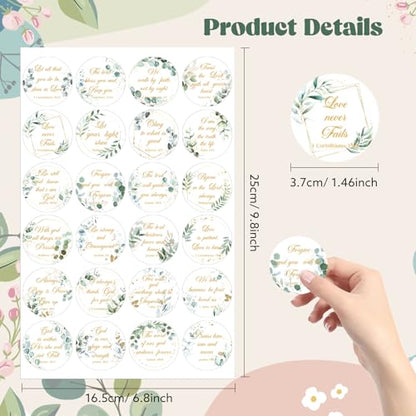 600 Pcs Bible Verse Stickers 24 Styles Eucalyptus Scripture Stickers - style: Eucalyptus