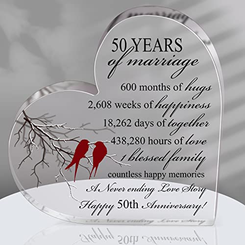 Qunclay 50th Years of Marriage Gift Wedding Anniversary Souvenir - style: 50th