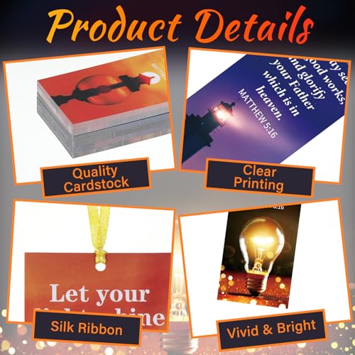 Dispowreath 60 Pcs Let Your Light Shine Christian Bookmarks for Church - style: Let Your Light Shine