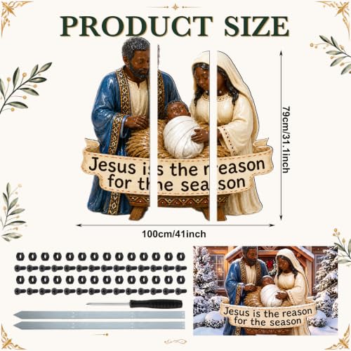 Cinnvoice Christmas Metal Yard Sign,African American Nativity Scenes - style: African American Nativity Scenes