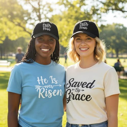 Faith Over Fear Christian Hats, Embroidered Baseball Caps for Adults - color: Black White