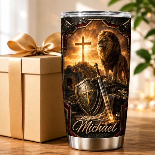 Personalized Christian Gifts For Men - Warrior Christ Man Of Faith A Child Of God Tumbler V4 - Bible Faith Religious For Dad, Husband, Grandpa on Fathers Day, Christmas, Birthday - color: CH-VAR-04