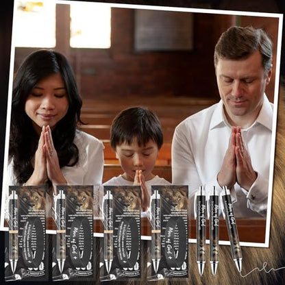 50 Sets Man of God Gifts Bulk Christian Ballpoint Pens with Man of God Bracelets Wristbands Bible Verse Cards for Father Church Dad Godfather Pastor Office Employee Religious Party Favors (Style A) - style: Style A