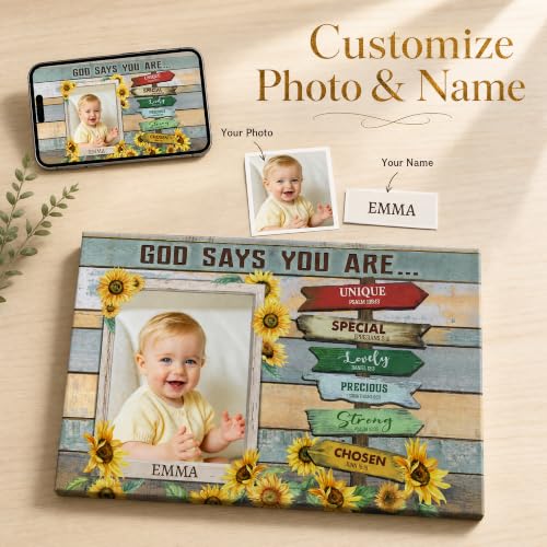 Ipplee Custom Signs Wall Art Photo Frame, God Says You Are Sunflower - color: Design06