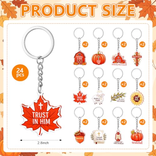 Kigeli 48 Pcs Thanksgiving Christian Keychains Fall Religious Party Favors - style: Thanksgiving