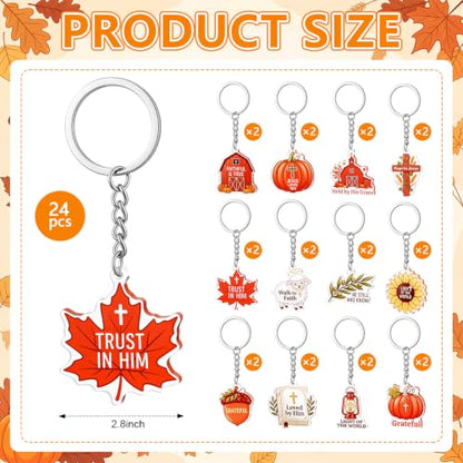 Kigeli 48 Pcs Thanksgiving Christian Keychains Fall Religious Party Favors - style: Thanksgiving