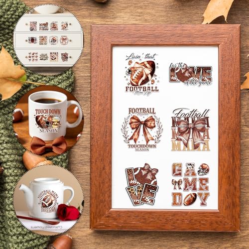 Rngmsi 30 Pcs Football UV DTF Cup Wrap Bow UV DTF Stickers for 16 OZ Glass - style: Football