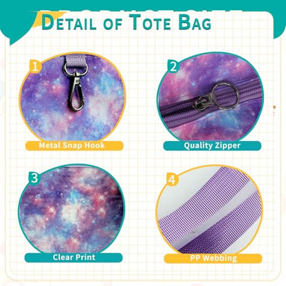 Kids Cute Tote Bags for Boys Girls Ages 4-16,Handbags with Pencil Case, Book Tote Bags with Zipper for School and Playtime (galaxy) - color: Galaxy