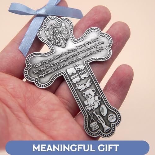 Guardian Angel Cross Baby Baptism Gifts for Boys Girls with Christening Card, with Personalized Blessing Engraving Space