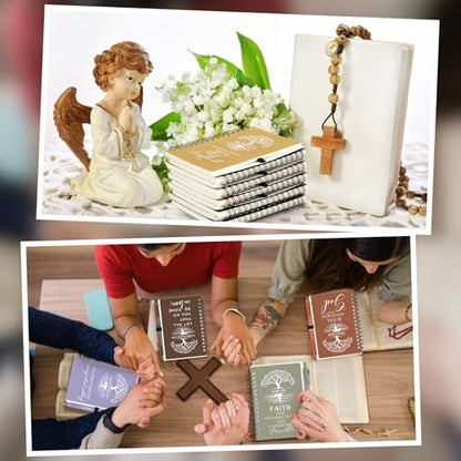 Kosiz 100 Pcs Bible Verse A6 Spiral Notebooks Bulk with Pens, Neutral Color - color: Neutral Color
