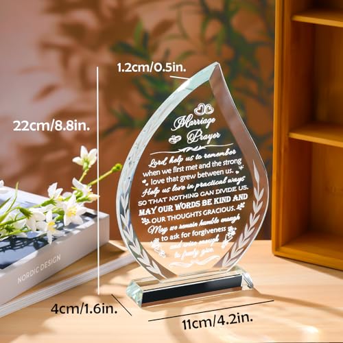 Wedding Gifts for Couples Newlyweds 2026 Unique Anniversary Marriage Prayer Christian Gift Glass Plaque, Bridal Shower Gifts for Bride, Mr and Mrs Engagement Decor