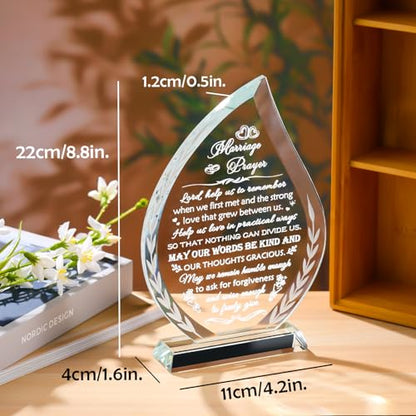 Wedding Gifts for Couples Newlyweds 2026 Unique Anniversary Marriage Prayer Christian Gift Glass Plaque, Bridal Shower Gifts for Bride, Mr and Mrs Engagement Decor