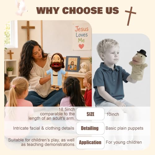 18.5" Jesus Hand Puppets Plush, Bible Character for Kids