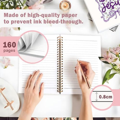 Lacama Bible Journal for Women, Christian Prayer Journal Pureple Notebook Gifts for Teen Girls Kids Women, Coquette Preppy Bows Cute Church Faith Journaling Hardcover Spiral Notebook 5.5x8.3 inch - color: Let Me Tell You About My Jesus - Purple