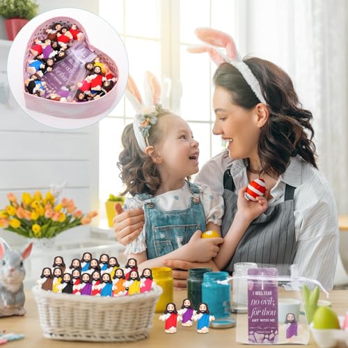 Barydat 100 Sets Mini Jesus Figurines Bulk Easter Gift Little Jesus Figures Tiny Toys Christ Savior Doll with Cards Bags for Religious Party Favors Sunday School Baptism Gift(Classic Style) - style: Classic