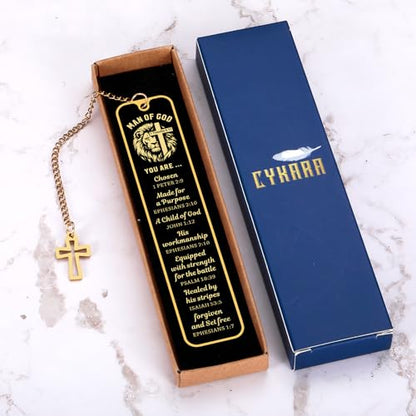 Baptism Gifts for Men, Bible Bookmark Man of God, Lion Bible Verse Bookmark