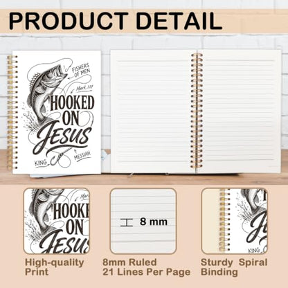 Christian Fishing Spiral Notebook for Women Men 5.5x8.3 Inch - color: Christian Fisherman