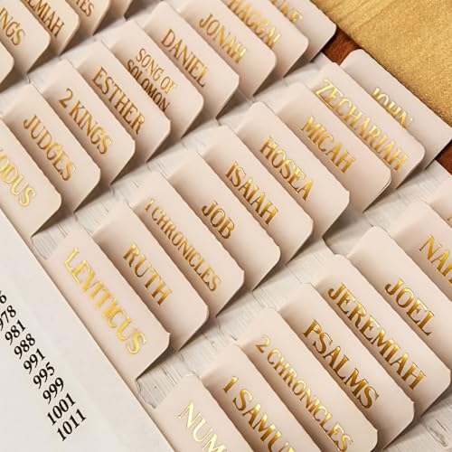 Laminated Bible Tabs for Women Men, Creamy, Gold Foil Embossed Lettering - style: Gold Foil Creamy