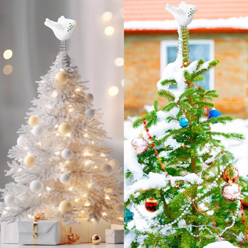 Namalu Mini Christmas Tree Topper Small Dove Treetop for Christmas Tree 4 Inch Peace Dove Birds Ornaments Decorations for Home Xmas Chanukah Wine Bottle Wedding Bridal Shower Holiday Party Decorations - style: Dove Birds