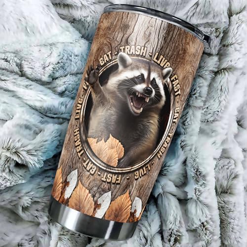 Personalized Raccoon Tumbler Custom Name Insulated Cup Travel Mug with Lid Stainless Steel 20oz 30oz Gifts for Raccoons Lovers Bff Friends Besties Sisters Birthday Christmas - color: Raccoon 508