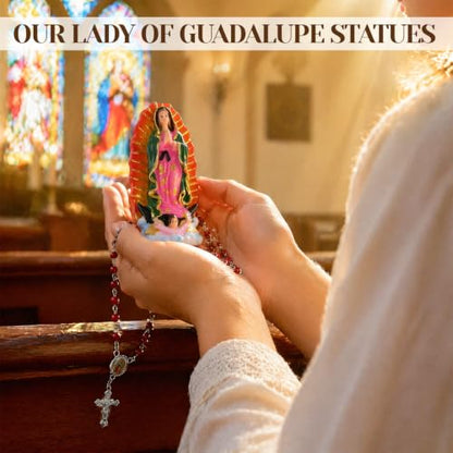 12Set Our Lady of Guadalupe Statues with Rosary Necklaces Baptism Favors